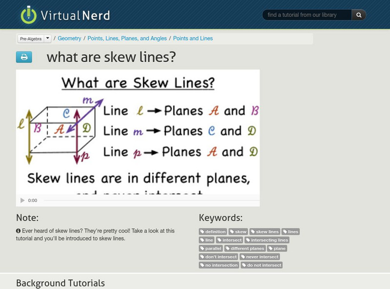 Virtual Nerd: What Are Skew Lines? Instructional Video
