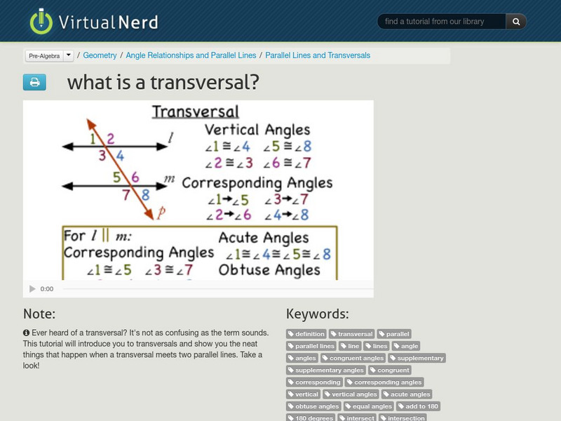 Virtual Nerd: What Is a Transversal? Instructional Video