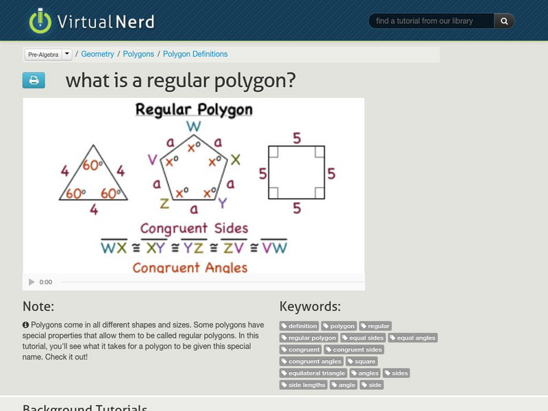 Virtual Nerd: What Is a Regular Polygon? Instructional Video