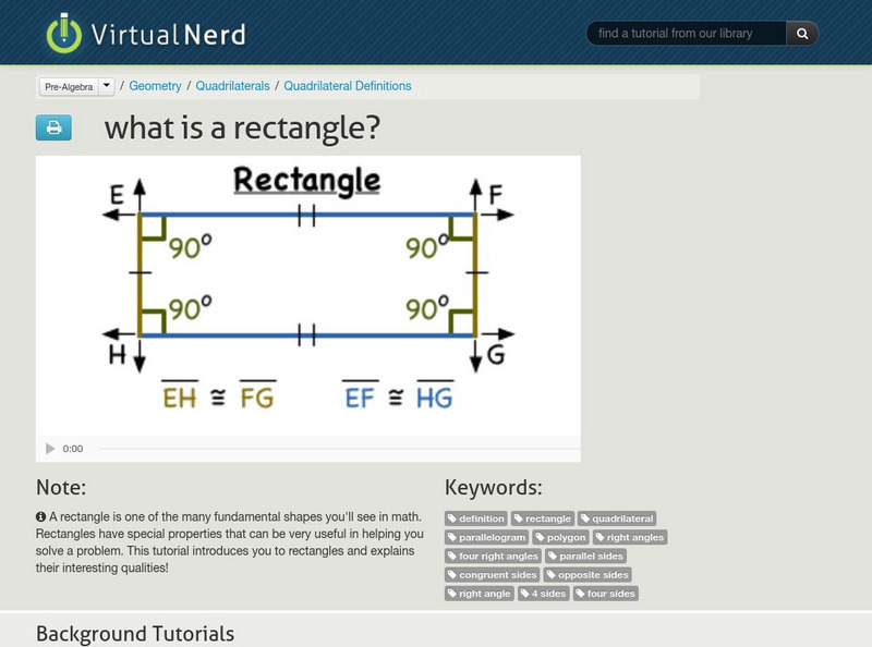 Virtual Nerd: What Is a Rectangle? Instructional Video Virtual Nerd: What Is a Rectangle? Instructional Video