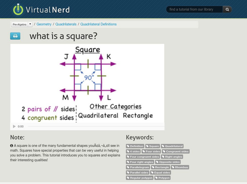 Virtual Nerd: What Is a Square? Instructional Video Virtual Nerd: What Is a Square? Instructional Video