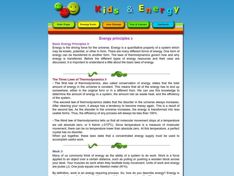 Esd Bulgaria: Kids & Energy: Energy Principles Handout Esd Bulgaria: Kids & Energy: Energy Principles Handout