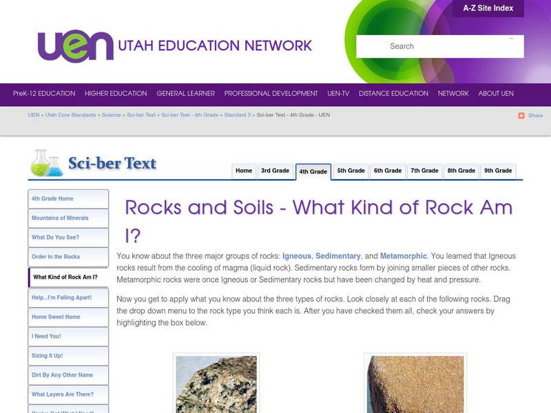 Uen: Rocks and Soils: What Kind of Rock Am I? Interactive Uen: Rocks and Soils: What Kind of Rock Am I? Interactive