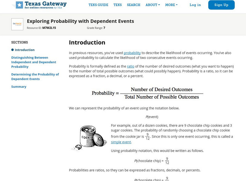 Texas Gateway: Exploring Probability With Dependent Events Unit Plan Texas Gateway: Exploring Probability With Dependent Events Unit Plan