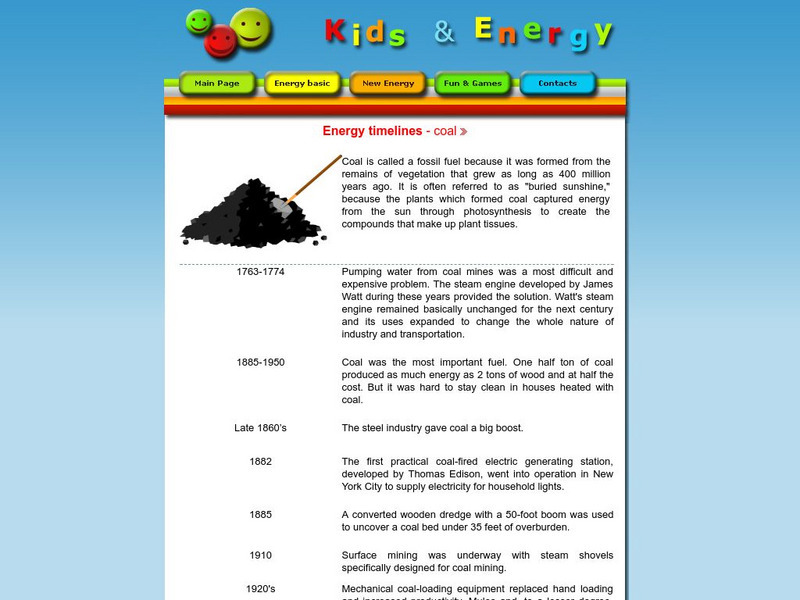 Esd Bulgaria: Kids & Energy: Energy Timelines: Coal Handout Esd Bulgaria: Kids & Energy: Energy Timelines: Coal Handout