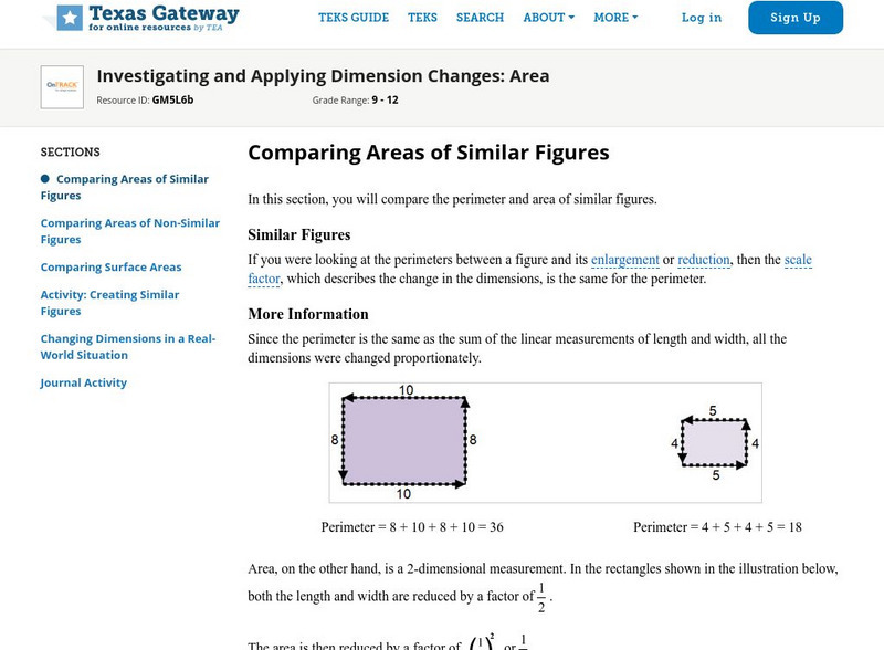 Texas Gateway: Investigating and Applying Dimension Changes: Area Unit Plan Texas Gateway: Investigating and Applying Dimension Changes: Area Unit Plan
