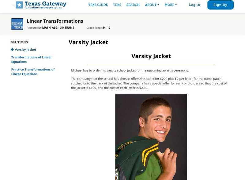 Texas Gateway: Linear Transformations Unit Plan Texas Gateway: Linear Transformations Unit Plan