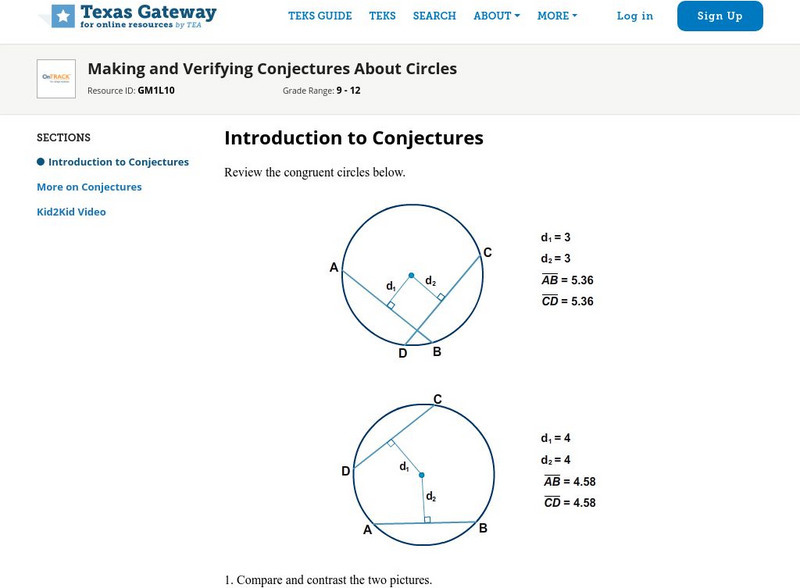 Texas Gateway: Making and Verifying Conjectures About Circles Unit Plan Texas Gateway: Making and Verifying Conjectures About Circles Unit Plan