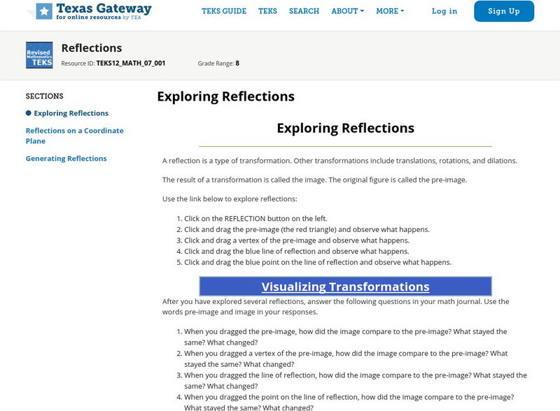 Texas Gateway: Reflections Unit Plan Texas Gateway: Reflections Unit Plan