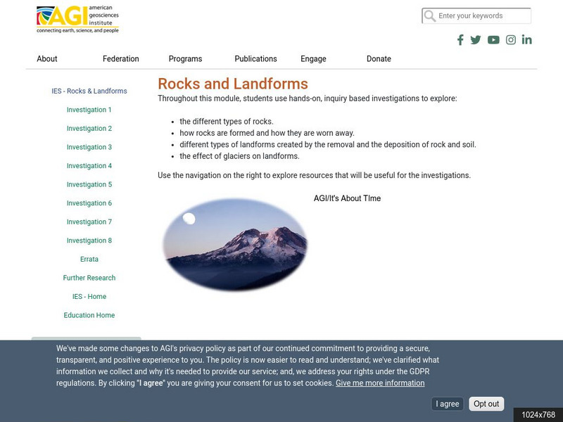 American Geosciences Institute: Rocks and Landforms Unit Plan American Geosciences Institute: Rocks and Landforms Unit Plan