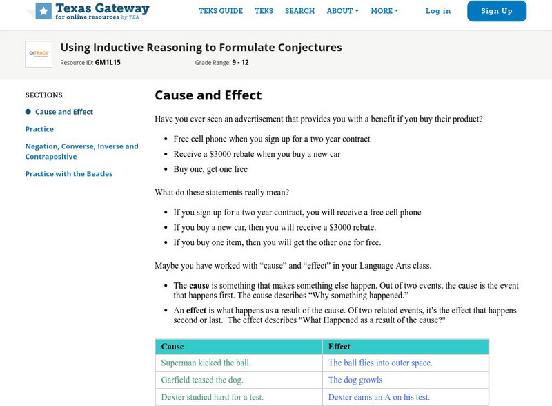 Texas Gateway: Using Inductive Reasoning to Formulate Conjectures Unit Plan Texas Gateway: Using Inductive Reasoning to Formulate Conjectures Unit Plan