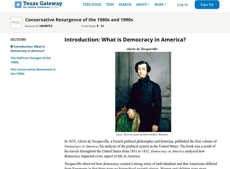 Texas Gateway: Conservative Resurgence of the 1980s and 1990s Unit Plan Texas Gateway: Conservative Resurgence of the 1980s and 1990s Unit Plan