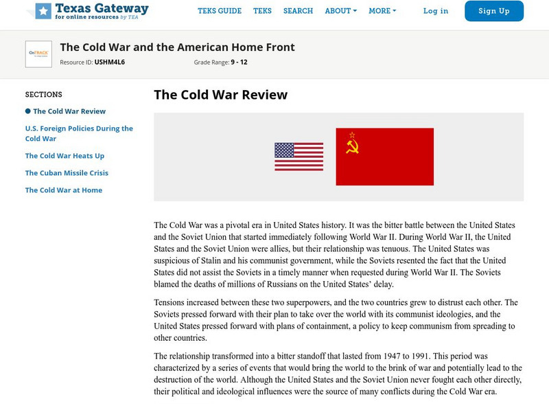 Texas Gateway: The Cold War and the American Home Front Unit Plan Texas Gateway: The Cold War and the American Home Front Unit Plan