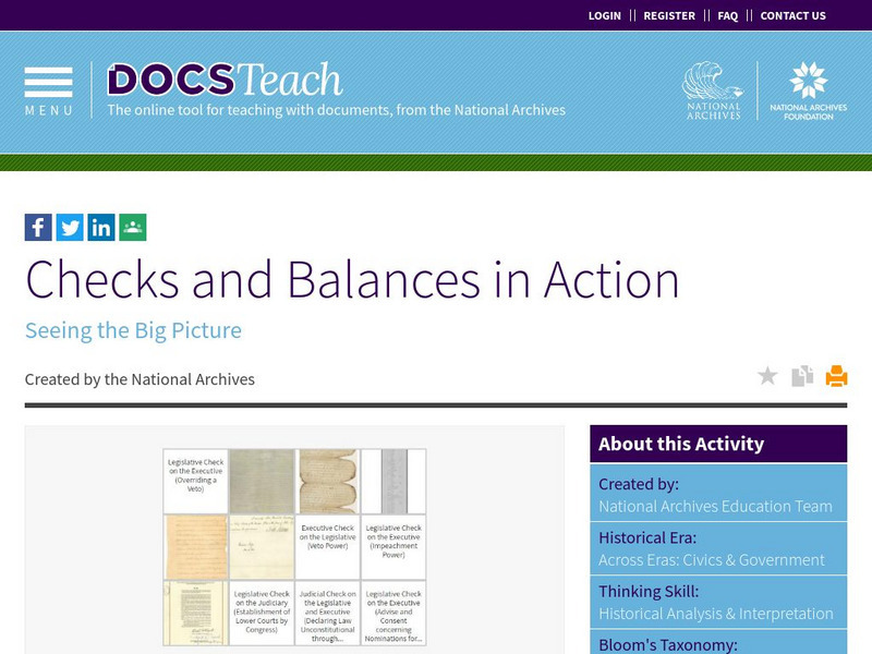 Docs Teach: Checks and Balances in Action Lesson Plan Docs Teach: Checks and Balances in Action Lesson Plan