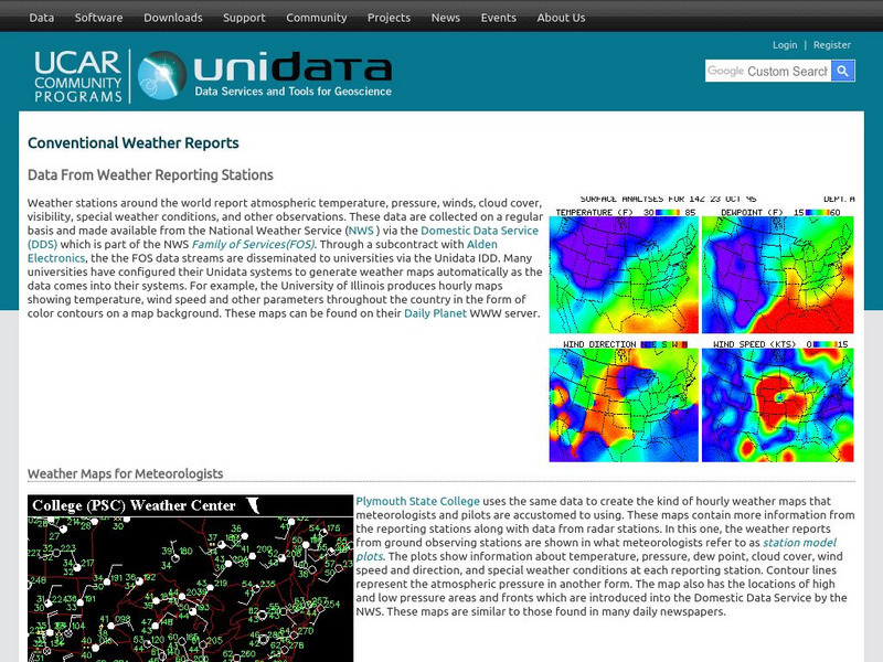 Ucar: Unidata: Conventional Weather Reports Website Ucar: Unidata: Conventional Weather Reports Website