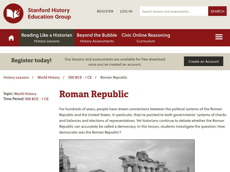 Stanford History Education Group: Roman Republic Lesson Plan Stanford History Education Group: Roman Republic Lesson Plan