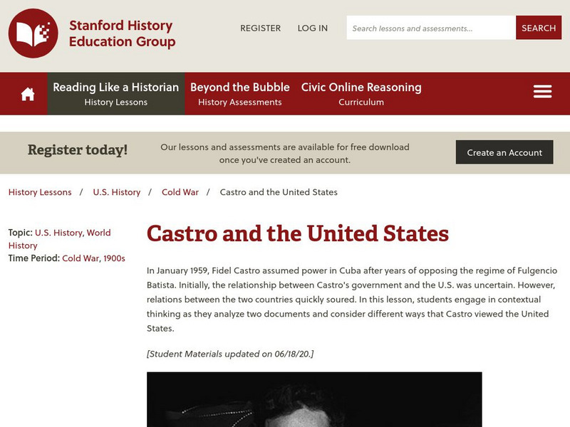 Stanford History Education Group: Castro and the United States Lesson Plan