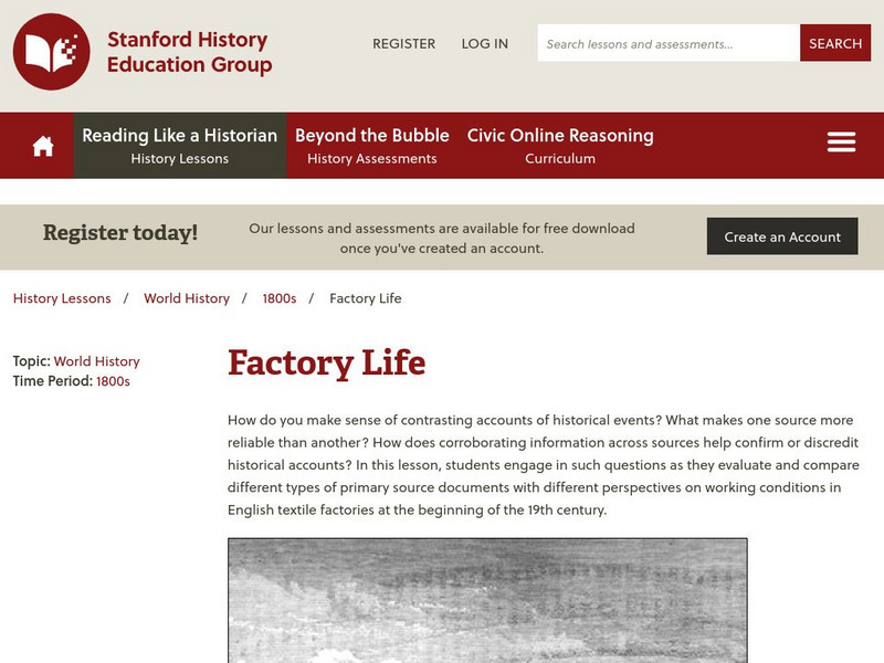 Stanford History Education Group: Factory Life Unit Plan