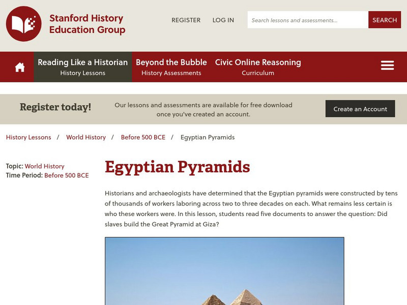 Stanford History Education Group: Egyptian Pyramids Lesson Plan Stanford History Education Group: Egyptian Pyramids Lesson Plan