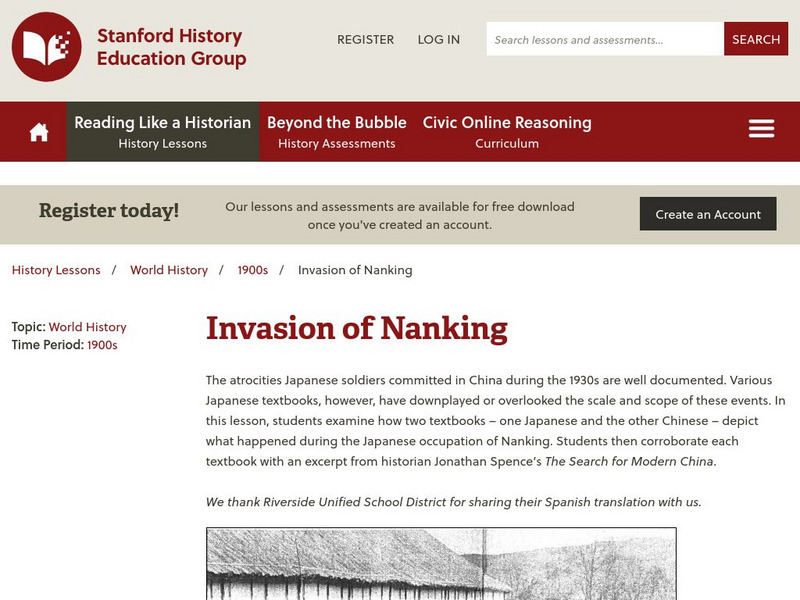 Stanford History Education Group: Invasion of Nanking Lesson Plan Stanford History Education Group: Invasion of Nanking Lesson Plan