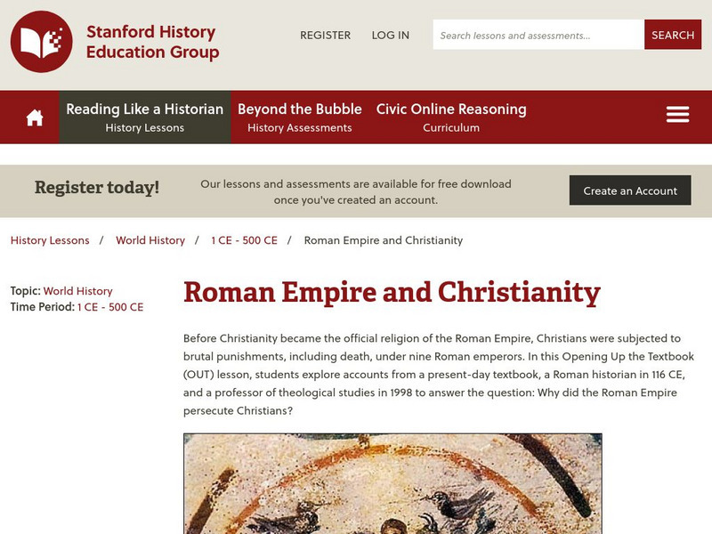 Stanford History Education Group: Roman Empire and Christianity Lesson Plan Stanford History Education Group: Roman Empire and Christianity Lesson Plan