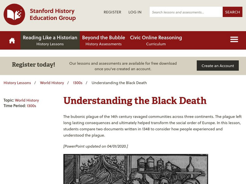 Stanford History Education Group: Understanding the Black Death Lesson Plan Stanford History Education Group: Understanding the Black Death Lesson Plan