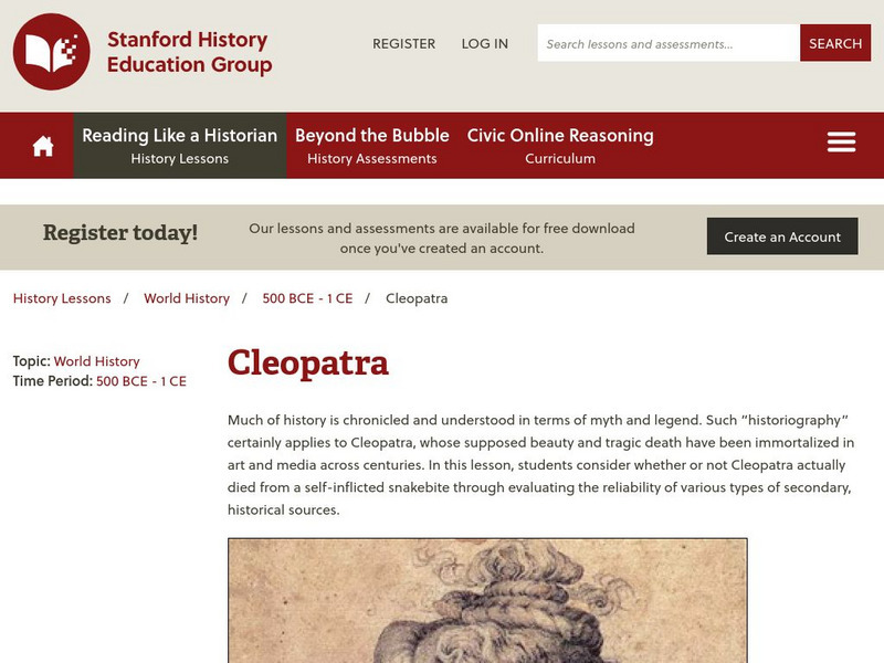 Stanford History Education Group: Cleopatra Lesson Plan Stanford History Education Group: Cleopatra Lesson Plan