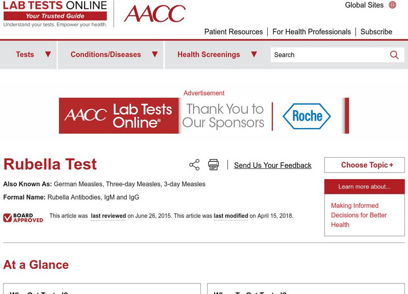 Lab Tests Online: Rubella Handout