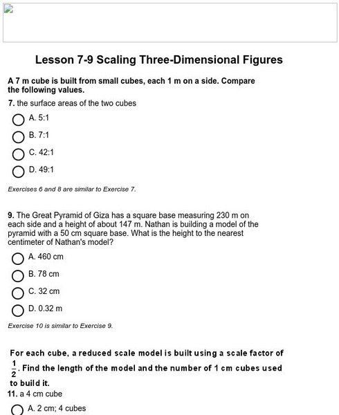 Holt, Rinehart and Winston: Homework Help Independent Practice: Scaling Three Dimensional Figures Unknown Type Holt, Rinehart and Winston: Homework Help Independent Practice: Scaling Three Dimensional Figures Unknown Type