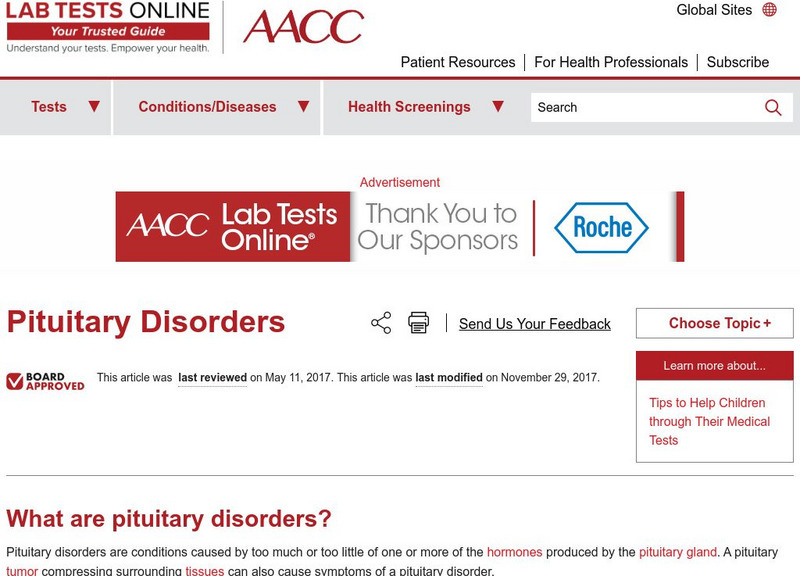 Lab Tests Online: Pituitary Disorders Handout