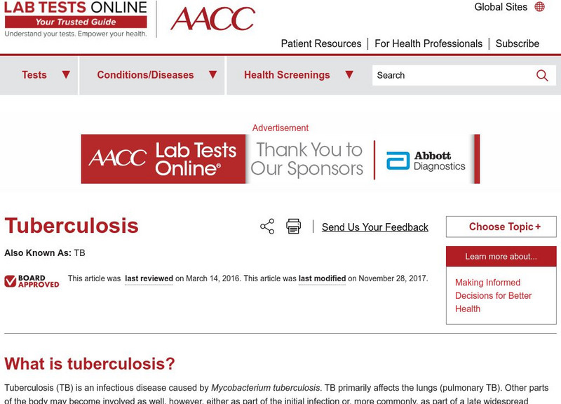 Lab Tests Online: Tuberculosis Website Lab Tests Online: Tuberculosis Website