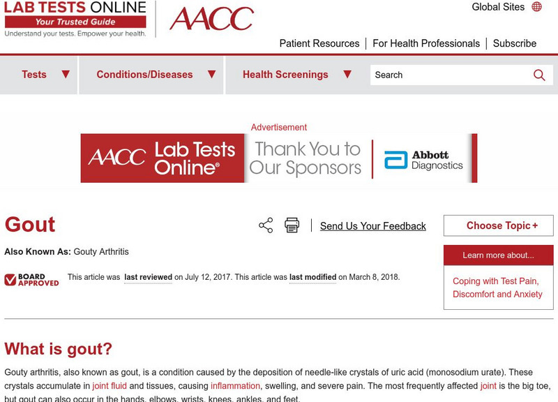 Lab Tests Online: Gout Handout