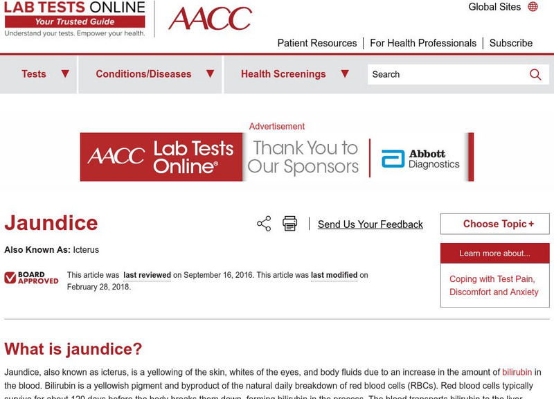 Lab Tests Online: Jaundice Handout