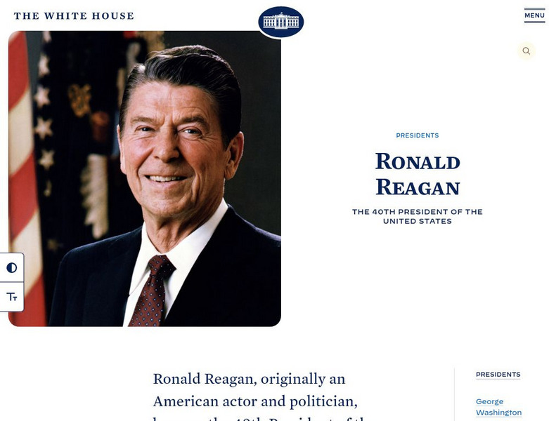The White House: Presidents: Ronald Reagan Handout The White House: Presidents: Ronald Reagan Handout