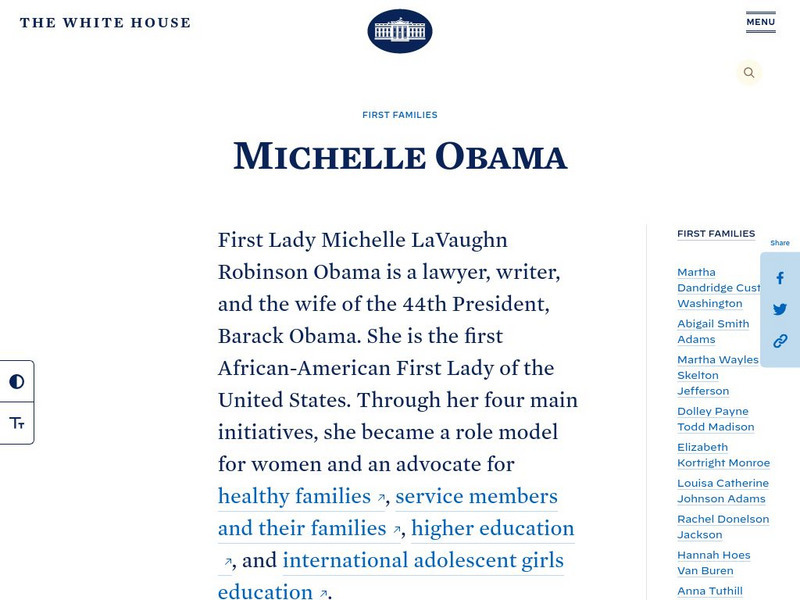 The White House: First Lady Michelle Obama Handout The White House: First Lady Michelle Obama Handout