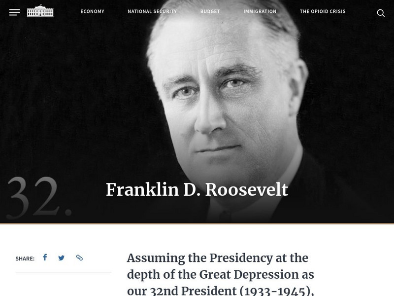 The White House: Presidents: Franklin D. Roosevelt Handout The White House: Presidents: Franklin D. Roosevelt Handout