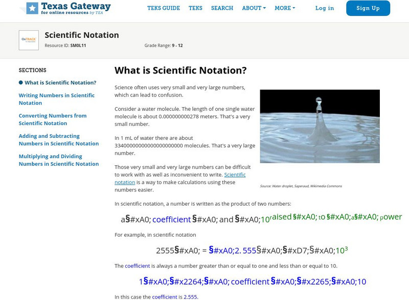 Texas Gateway: Scientific Notation Unit Plan