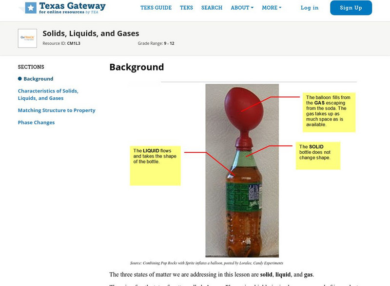 Texas Gateway: Solids, Liquids, and Gases Unit Plan Texas Gateway: Solids, Liquids, and Gases Unit Plan