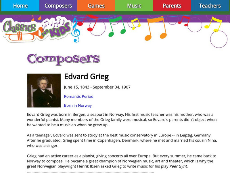 Classics for Kids: Edvard Grieg Handout Classics for Kids: Edvard Grieg Handout