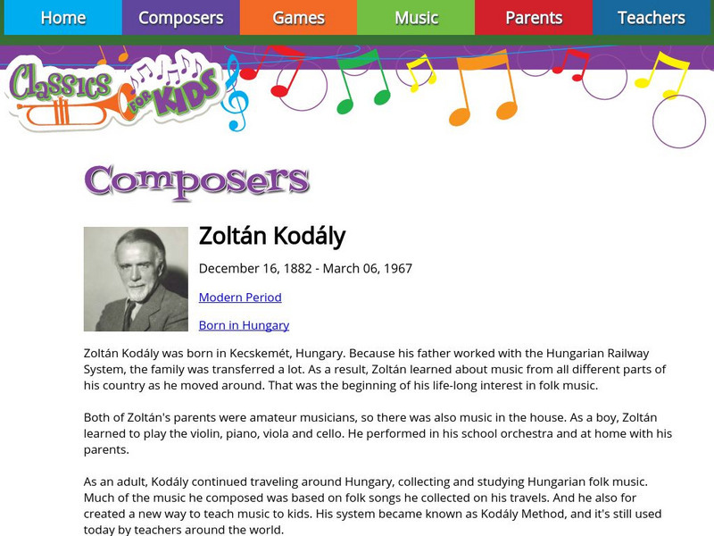 Classics for Kids: Zoltan Kodaly Handout