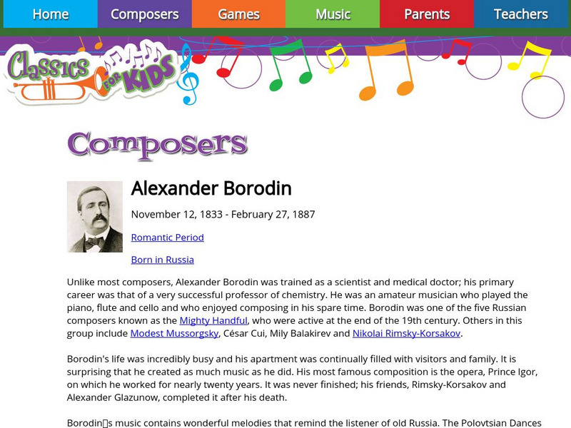 Classics for Kids: Alexander Borodin Handout Classics for Kids: Alexander Borodin Handout