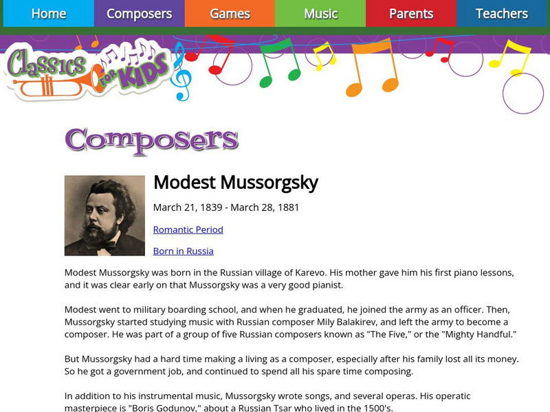 Classics for Kids: Modest Mussorgsky Handout