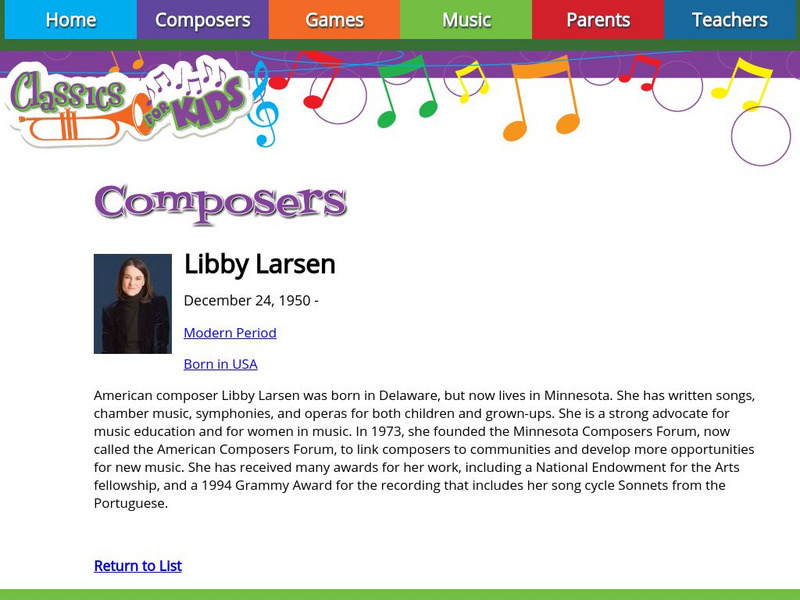 Classics for Kids: Libby Larsen Handout