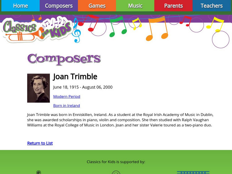 Classics for Kids: Joan Trimble Handout