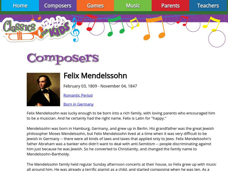 Classics for Kids: Felix Mendelssohn Handout