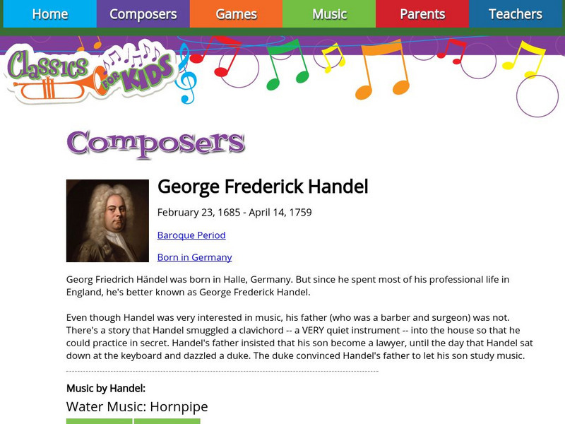 Classics for Kids: George Frideric Handel Handout