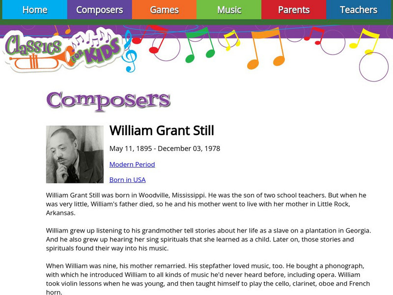 Classics for Kids: William Grant Still Handout Classics for Kids: William Grant Still Handout