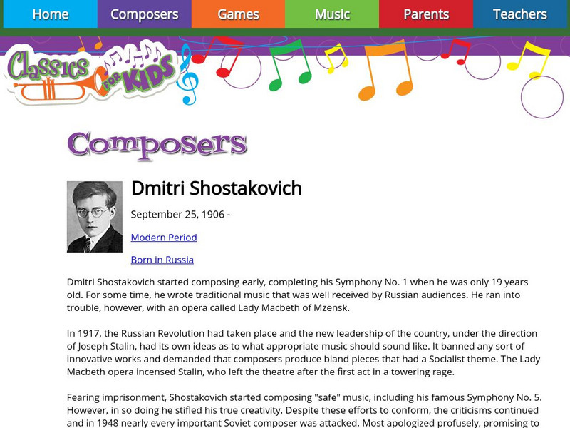 Classics for Kids: Dmitri Shostakovich Handout