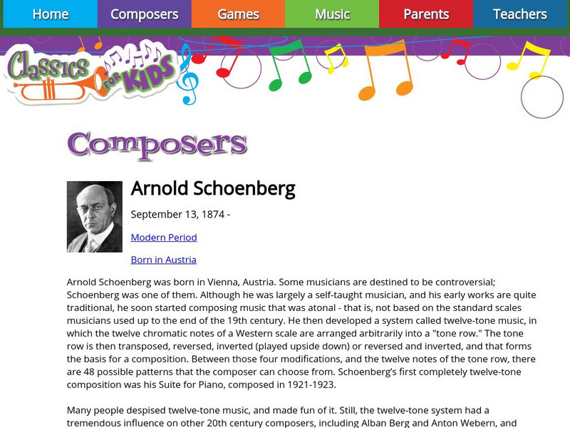 Classics for Kids: Arnold Schoenberg Handout
