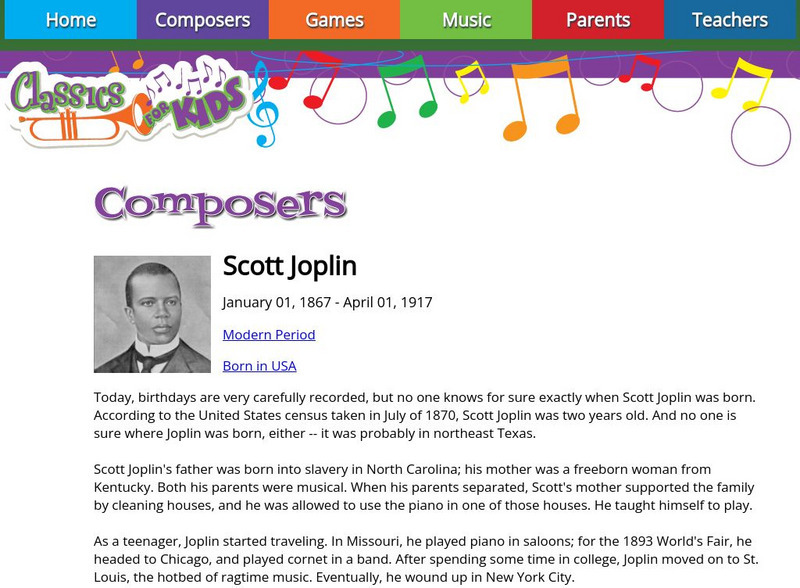 Classics for Kids: Scott Joplin Handout